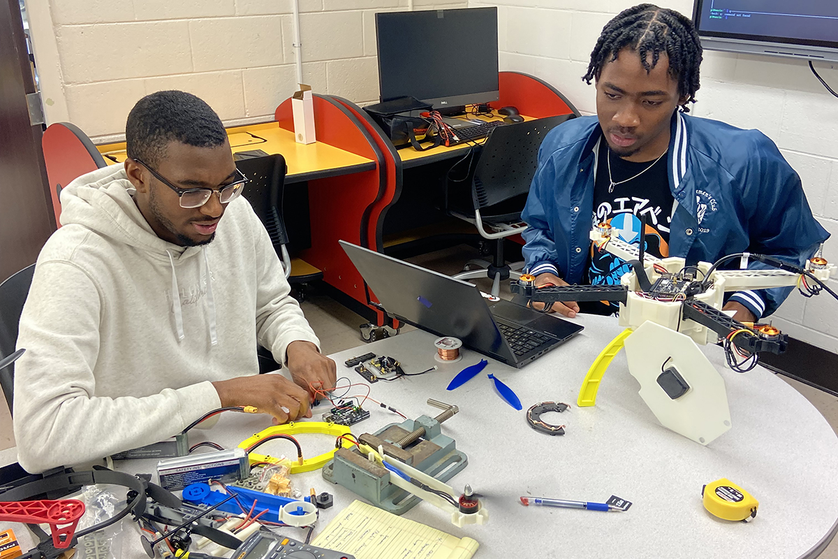 Students working on drone project
