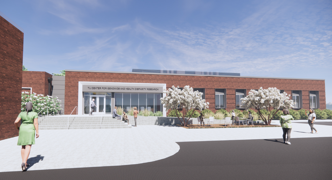 Artist rendering of the Center for Genomics and Health Disparity Research building