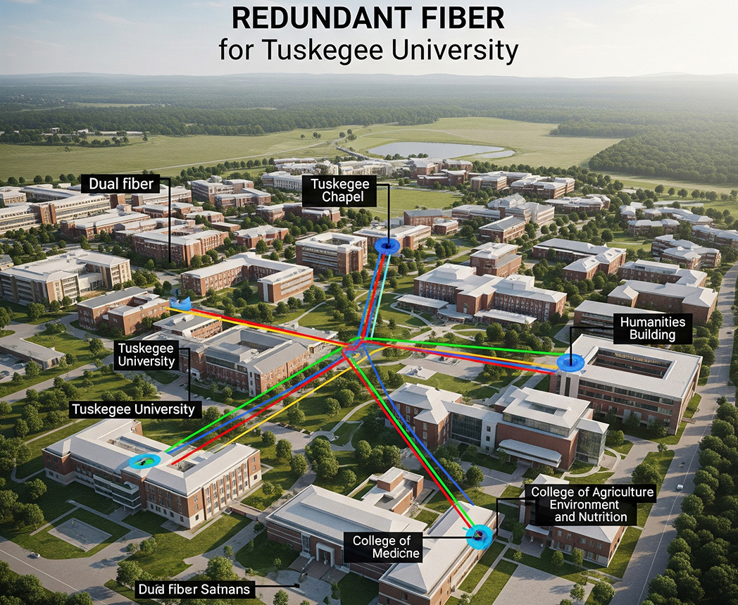 Image showing fiber locations around campus.