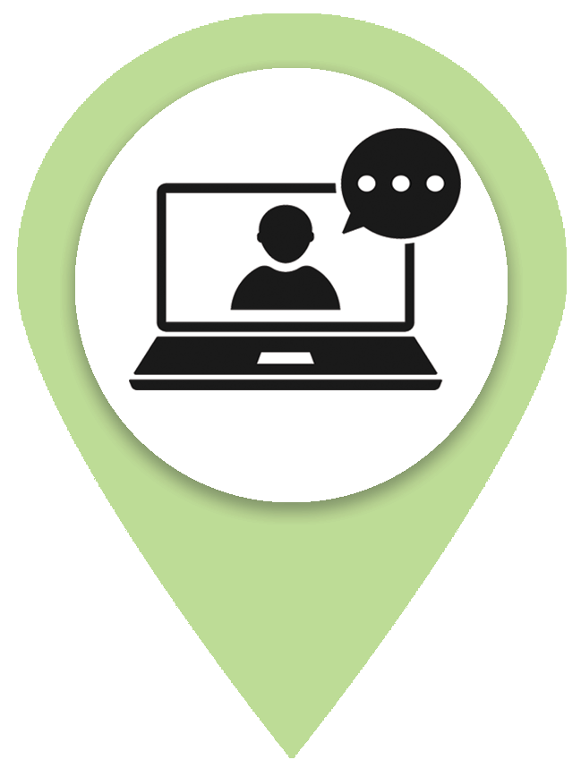 Image of a person on computer screen talking