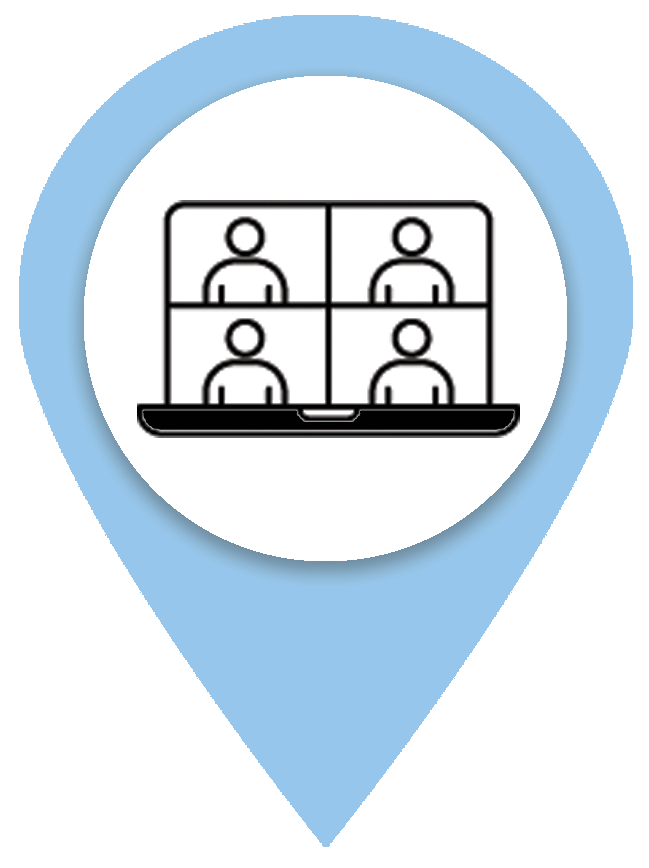 Image of a Zoom or Microsoft Teams session on computer screen