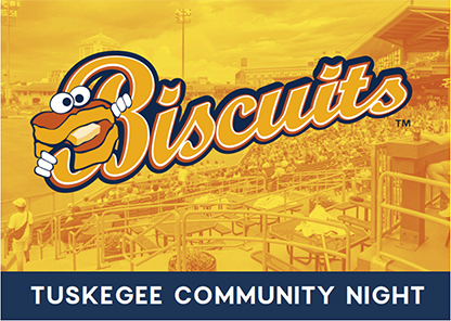 Biscuits graphic announcing Tuskegee Community Night