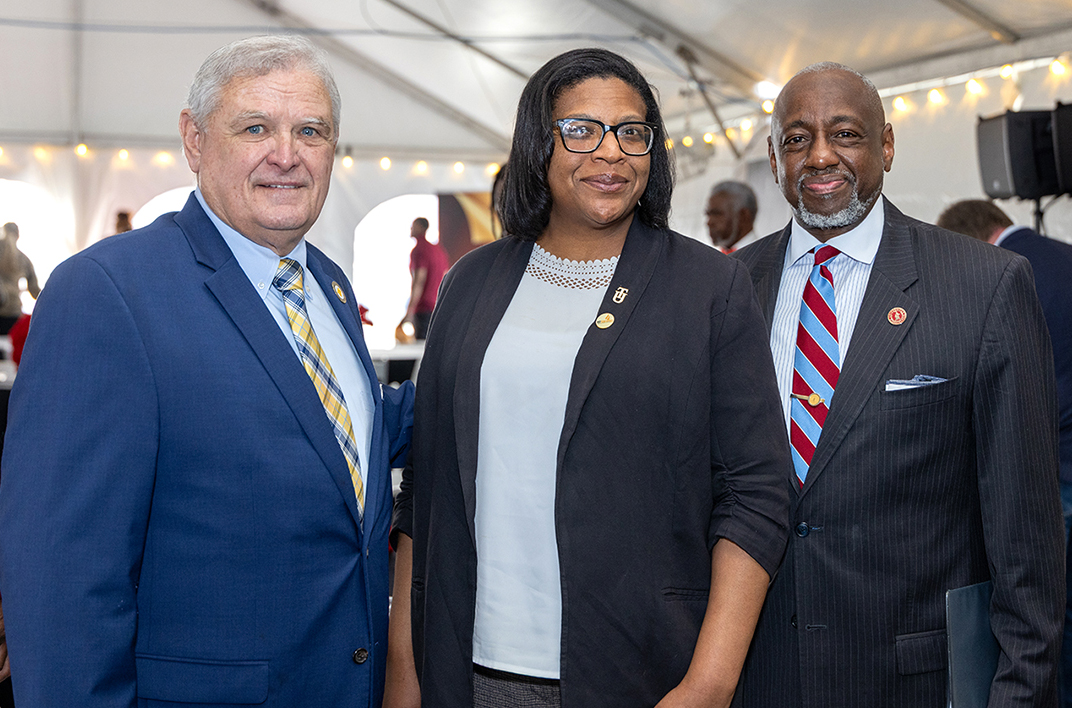 Alabama Agriculture Commissioner Rick Pate with CAENS Dean Olga Bolden-Tiller and TU President Mark Brown