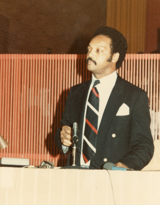 Rev. Jesse Jackson speaking in the University Chapel