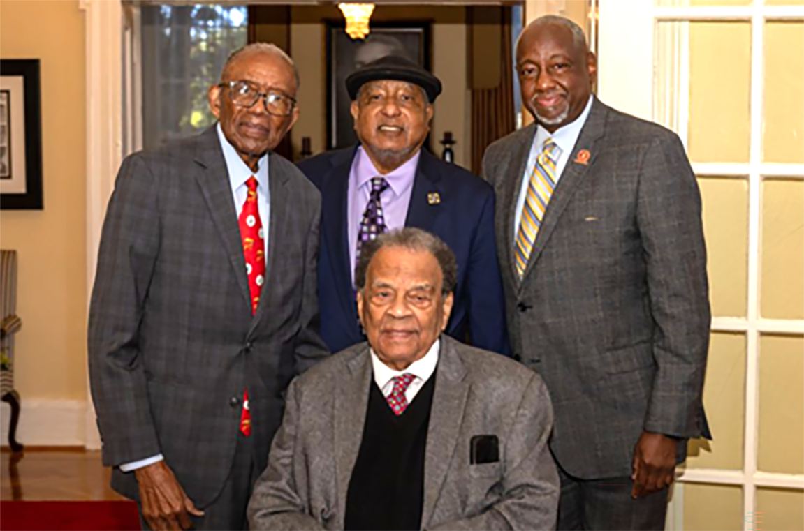 Dr Bernard Lafayette with Atty Fred Gray, Dr. Mark Brown, and Ambassador Andrew Young