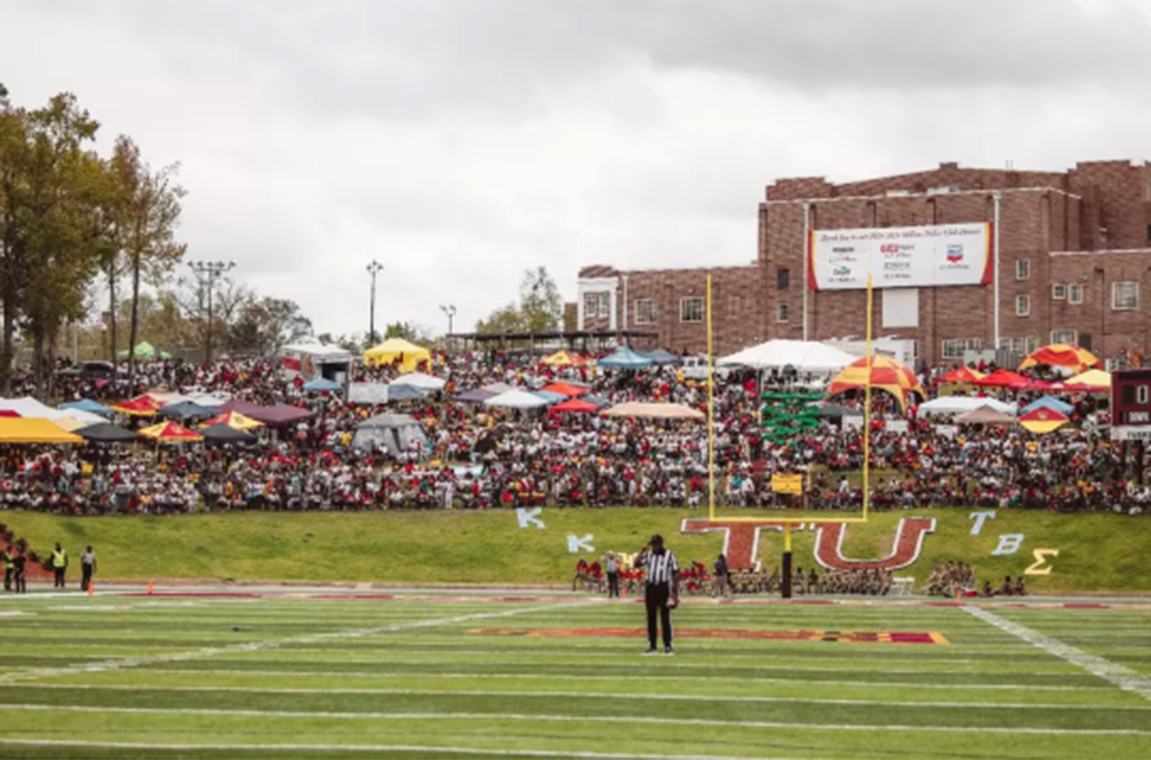 Image of football field during a game.