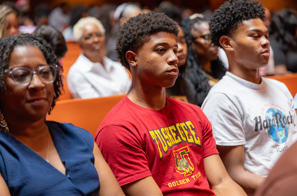 Students and parent in the audience at NSO event