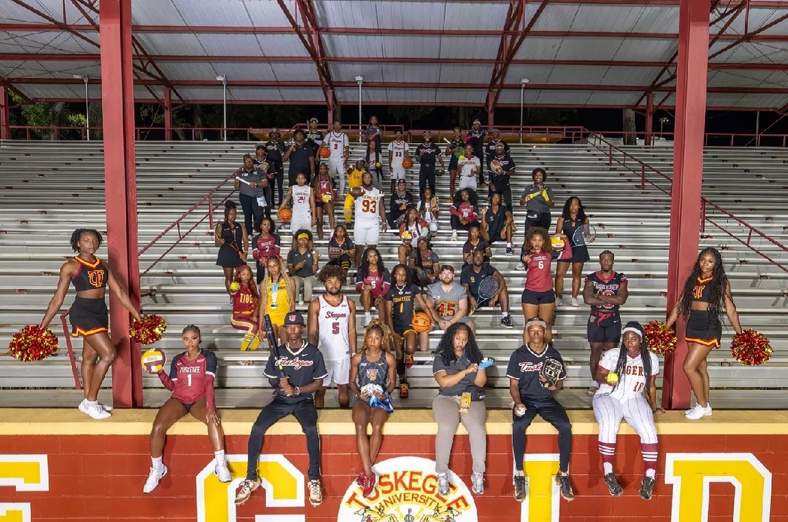 Picture of TU student-athletes in the stadium bleachers