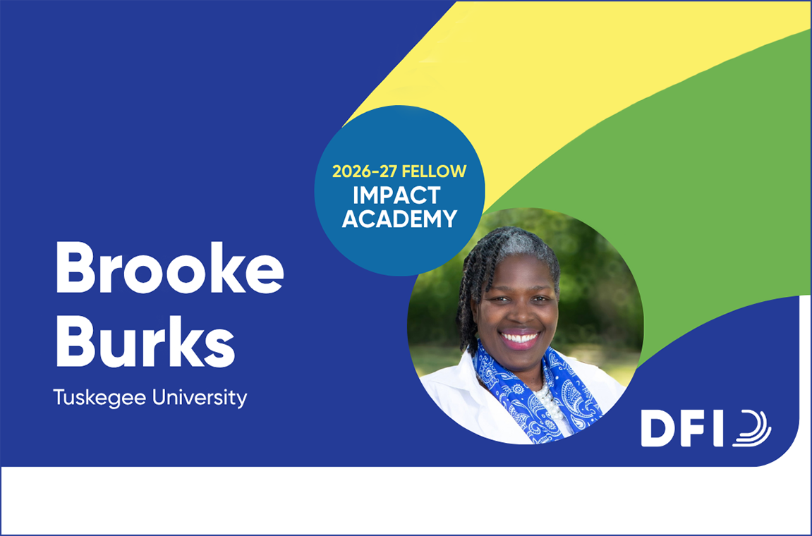 Graphic recognizing Brooke Burks as a 2026-2027 Impact Academy fellow
