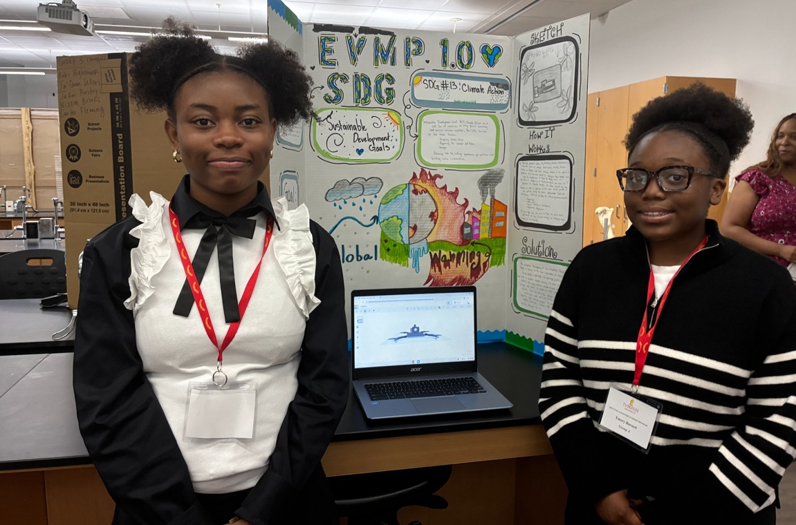 STEM Showcase Students Emery Burnett and Jaleya Robinson