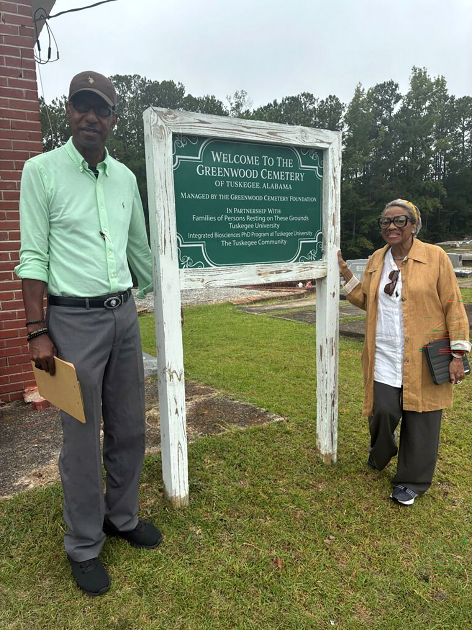 Barbara Dunn Harrington with a local resident