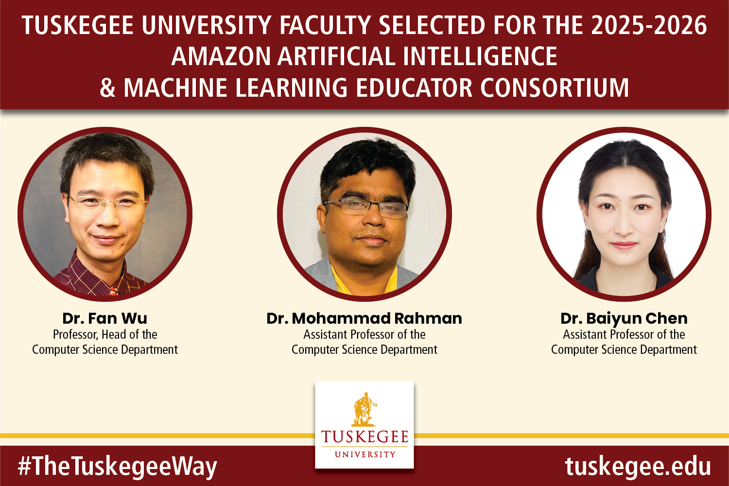 Graphic about the MLU-EEP project and containing headshots of 3 TU faculty working with the project.