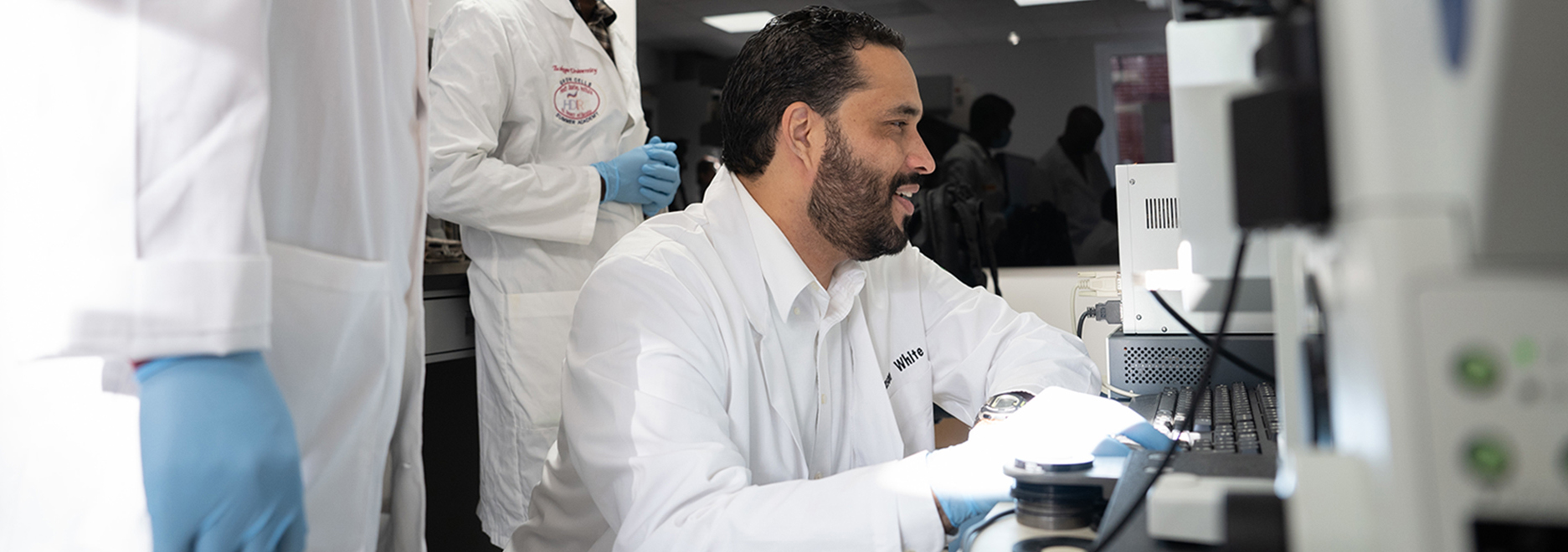 Researchers in lab