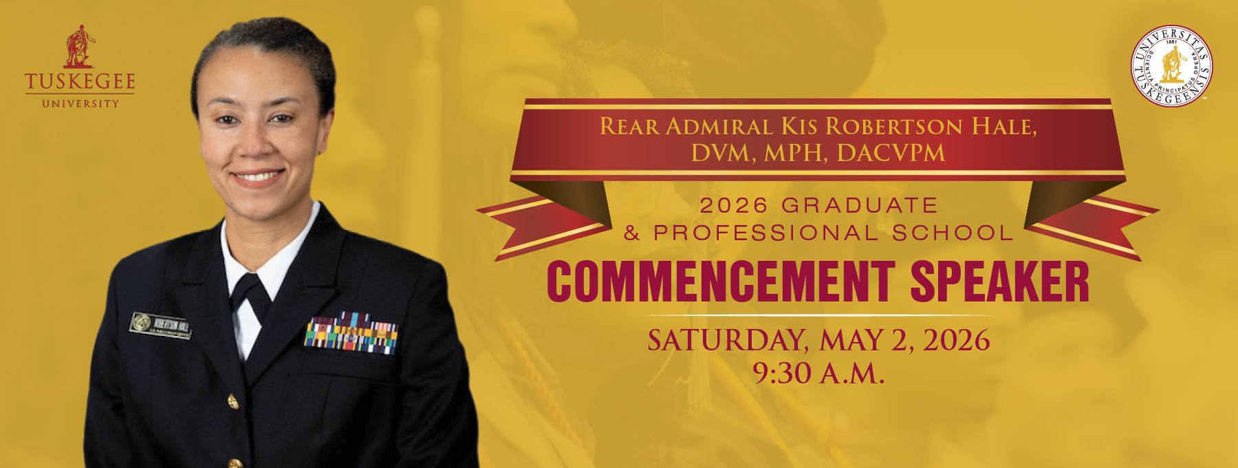 Graphic showing speaker for the Graduate and Professional Commencement