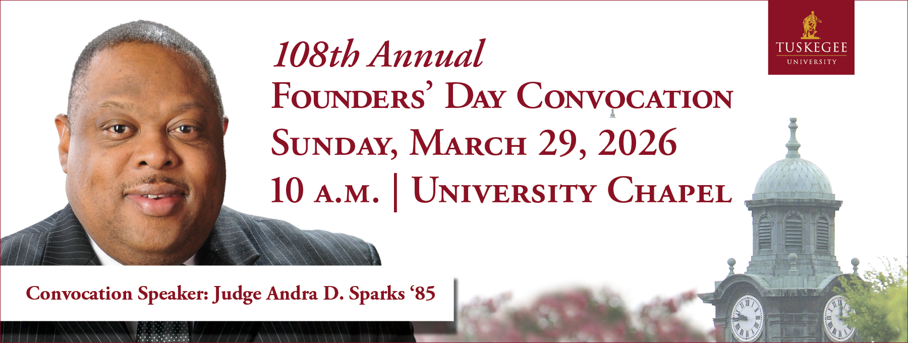 Graphic of guest speaker for Founders' Day