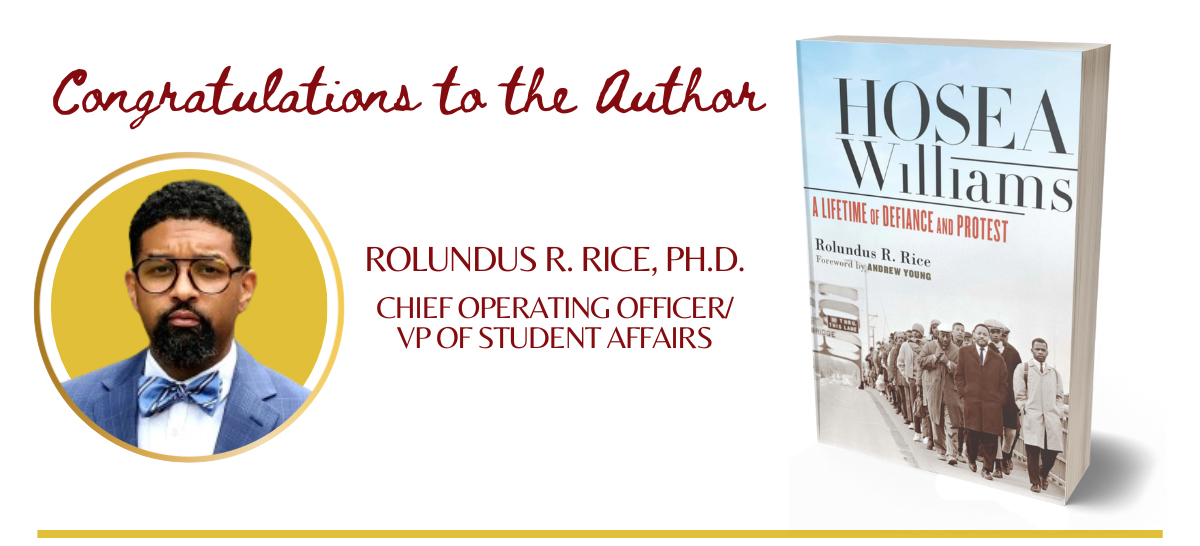 Graphic of book by Rolundus Rice on Hosea Williams