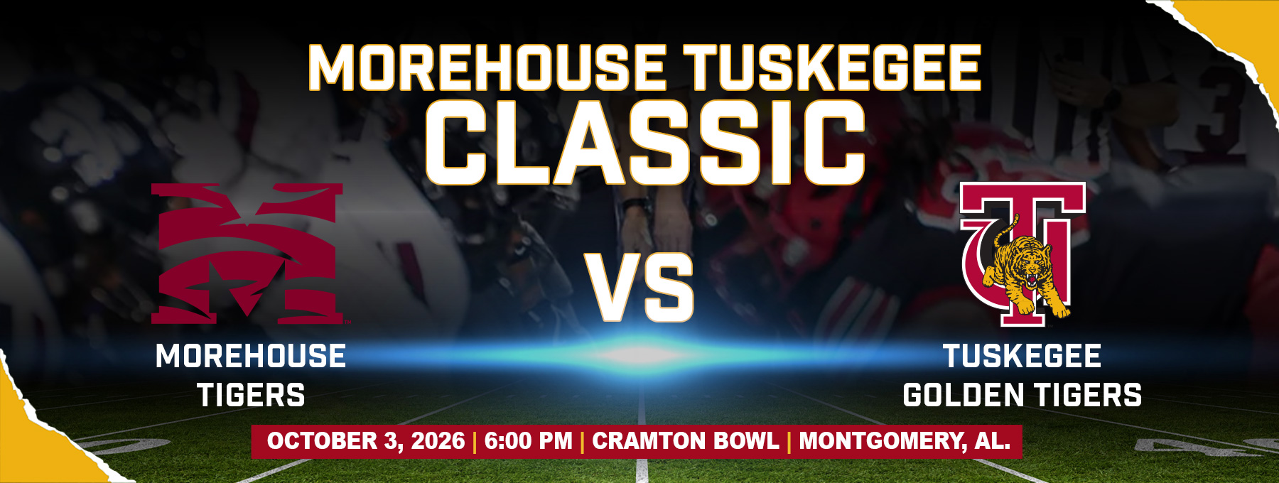 Graphic announcing the Morehouse-Tuskegee Classic football game on Oct. 3 in Montgomery.