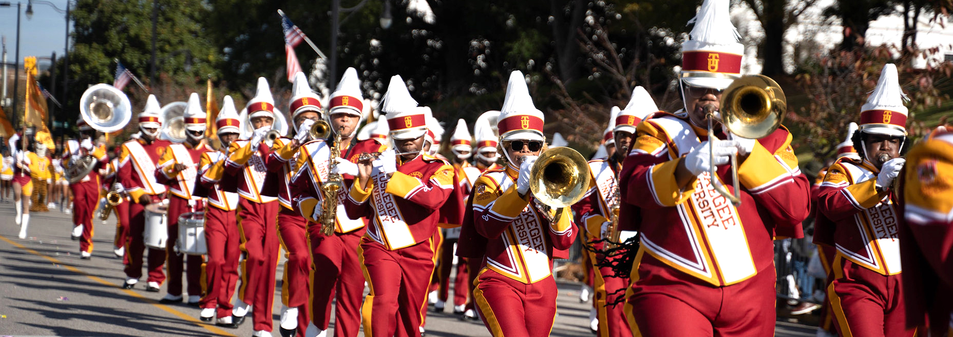 TU Band marching in parade