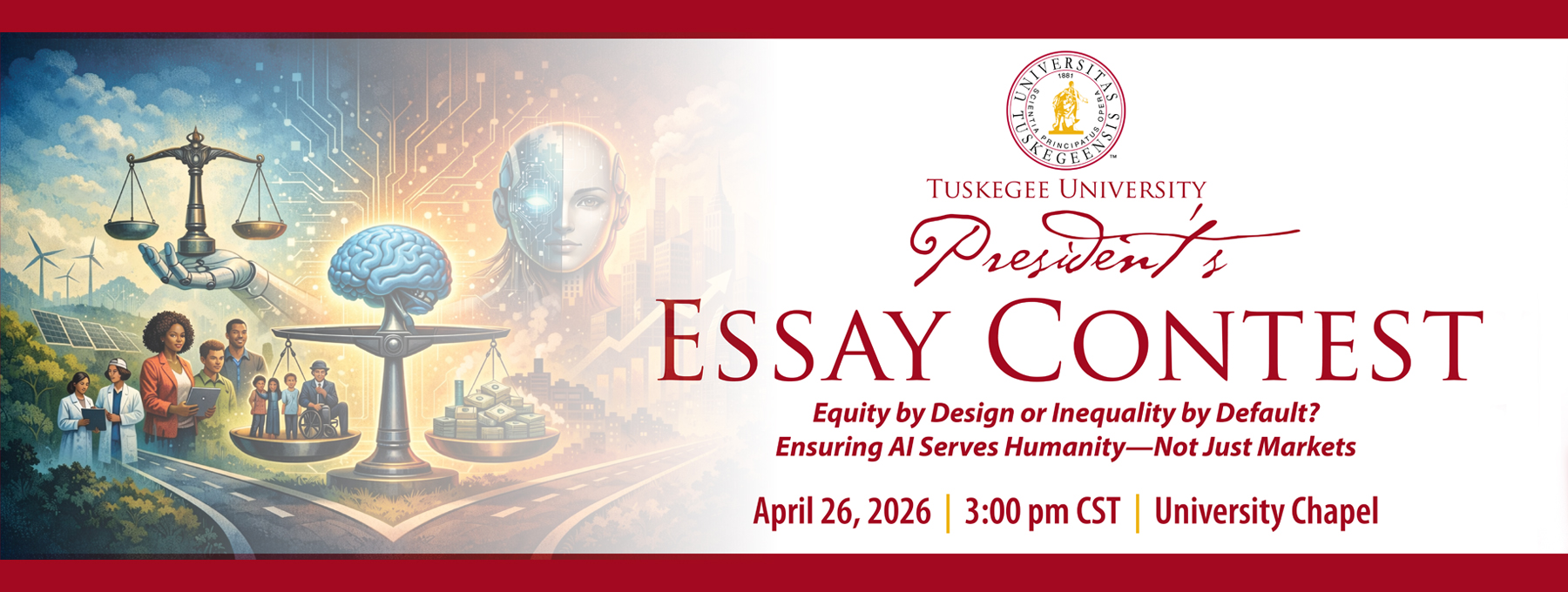 Graphic announcing info for the upcoming President's Essay Contest