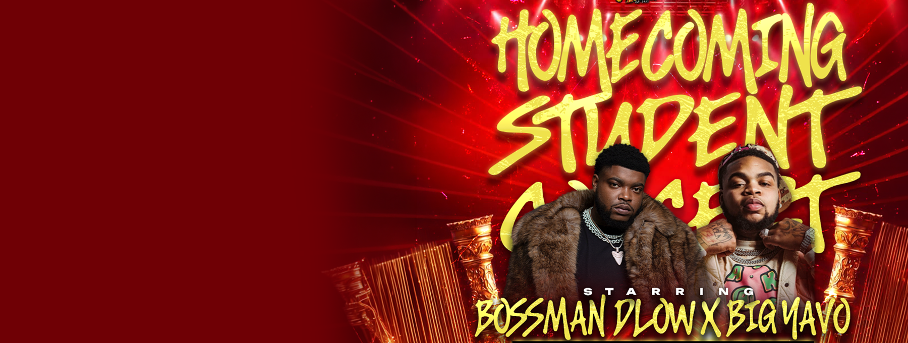 Flyer showing artists to perform at Student Homecoming Concert