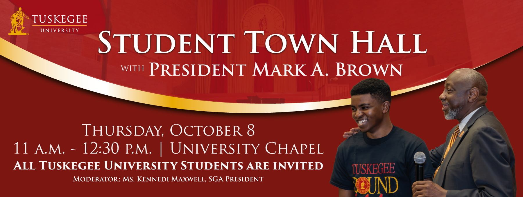 Graphic announcing Dr. Brown's Town Hall with the Students