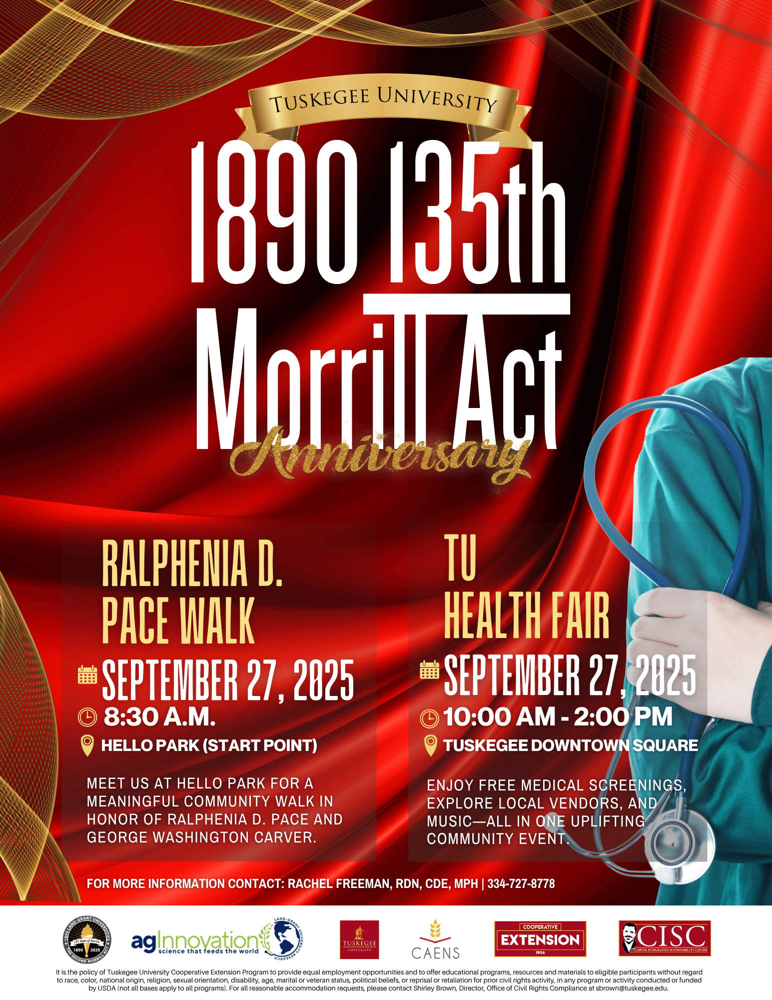 Flyer containg two info of two events in celebrating the 135th anniversary of the second Morrill ACt
