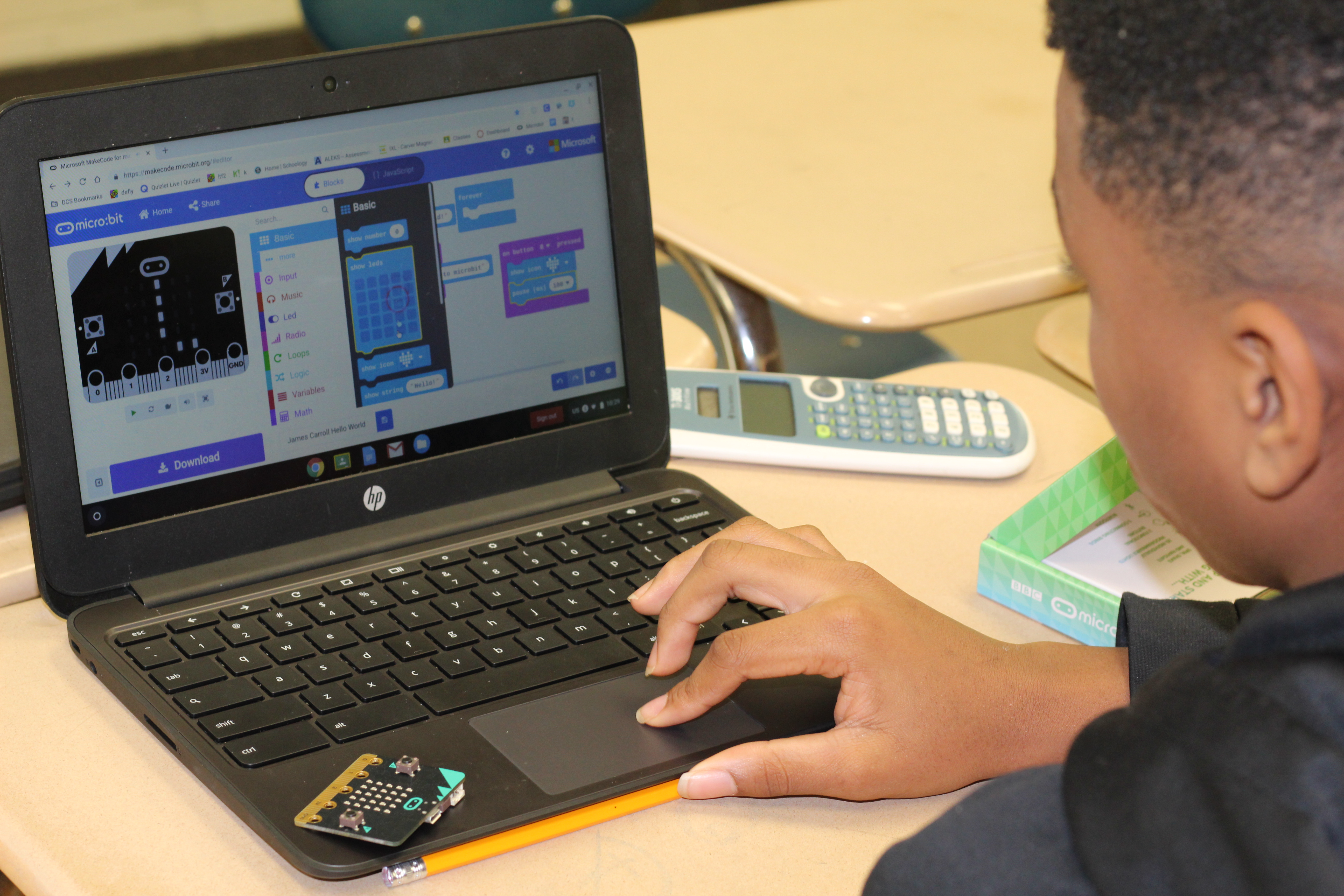 CS Makers student working on laptop