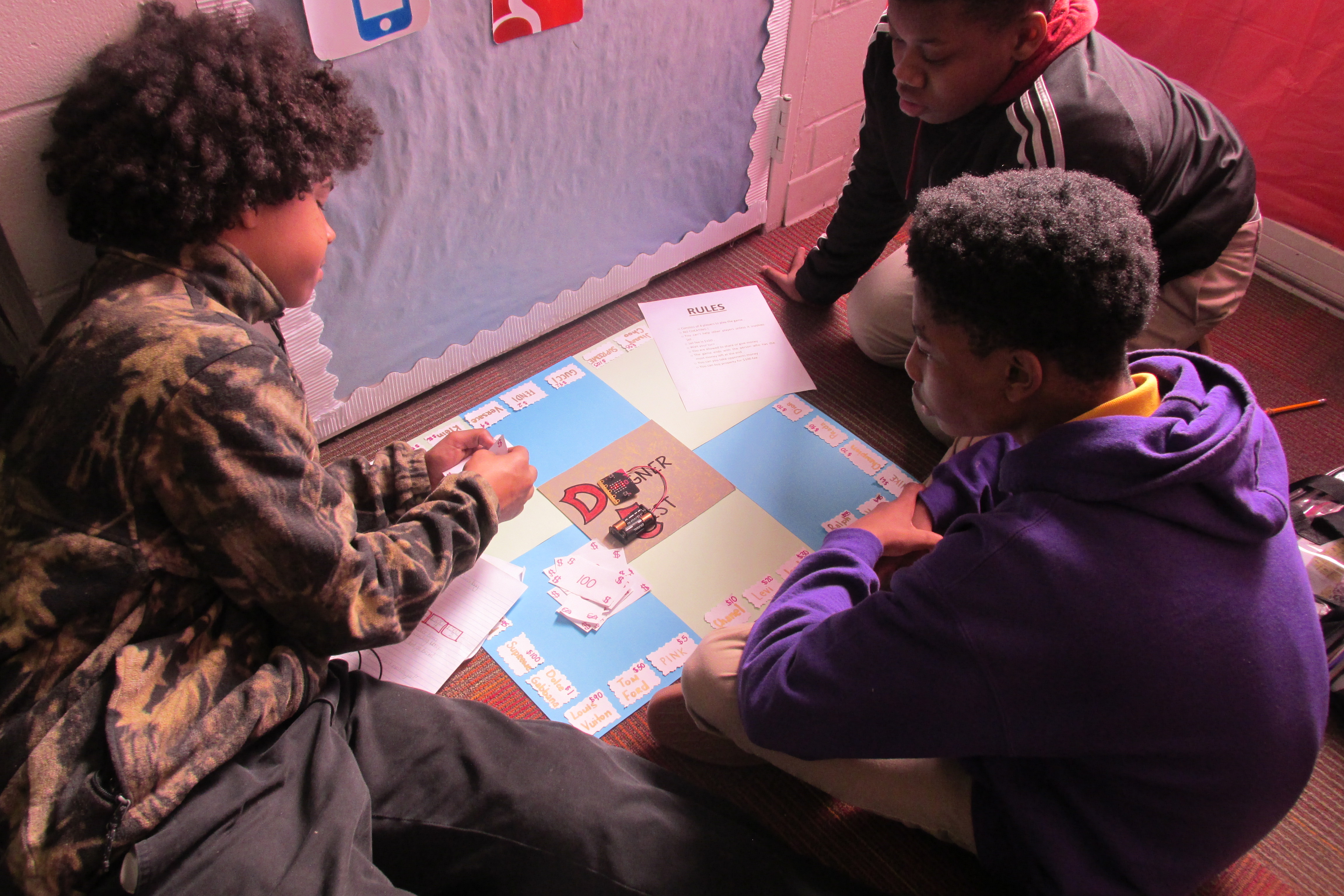 CS Makers three students designing something