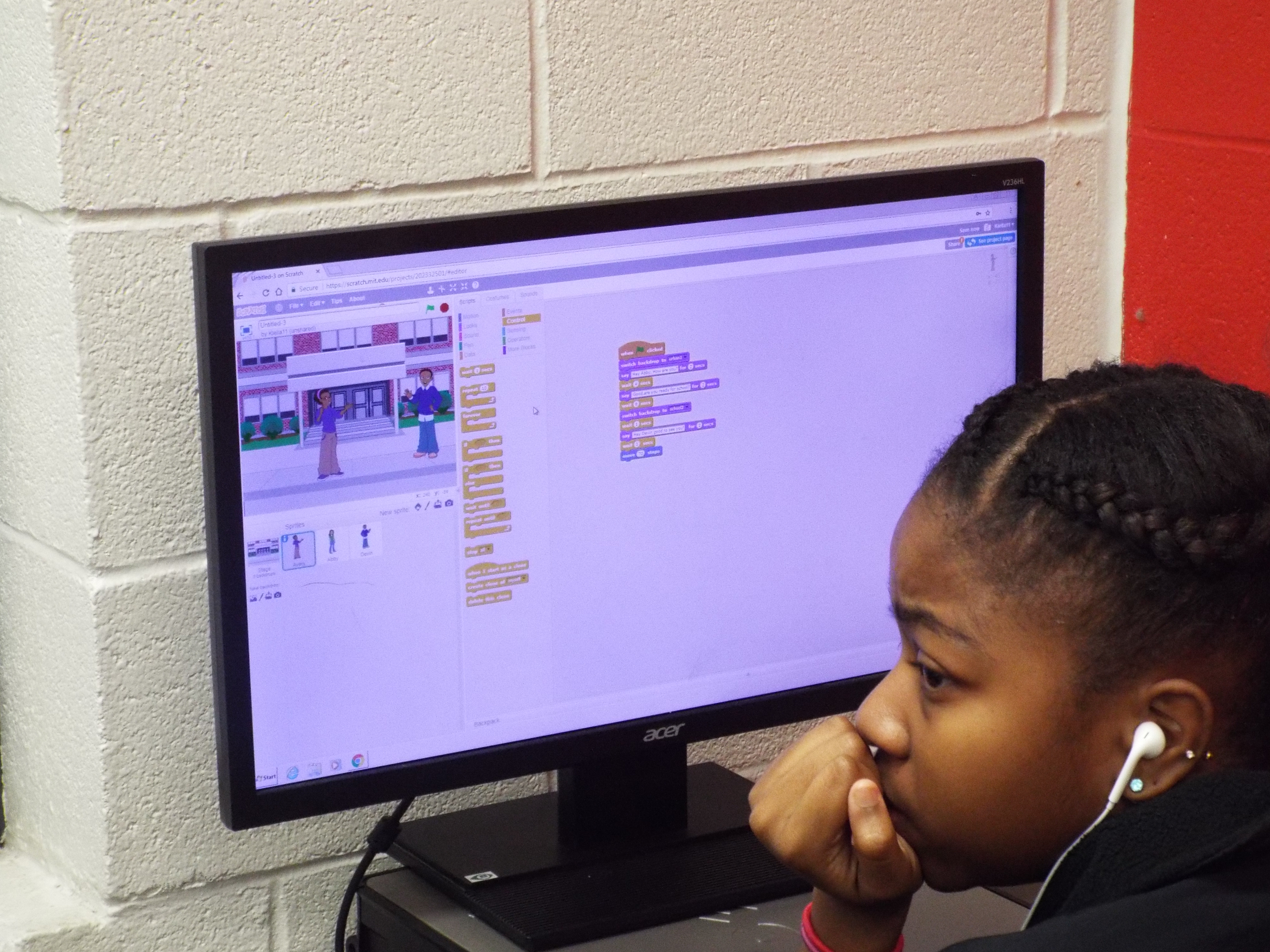Student sitting in front of computer screen