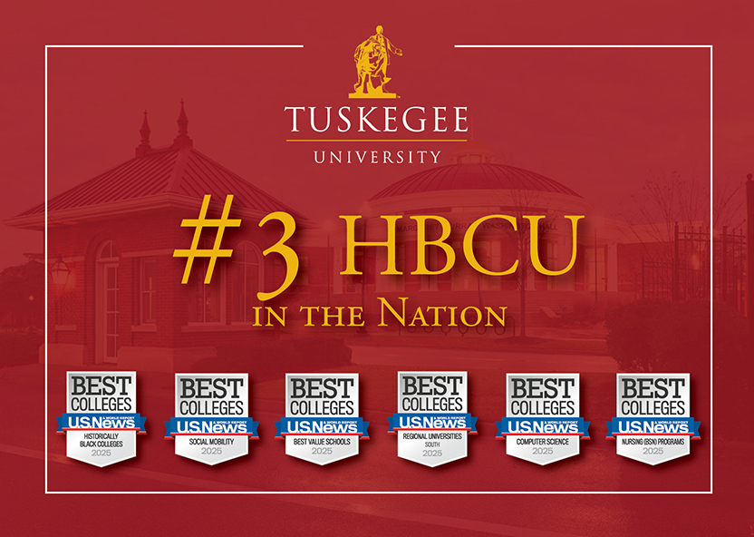 Graphic showing Tuskegee's ranking as #3 HBCU in the nation