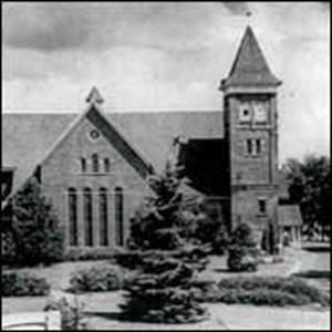 A black and white picture of the previous Chapel