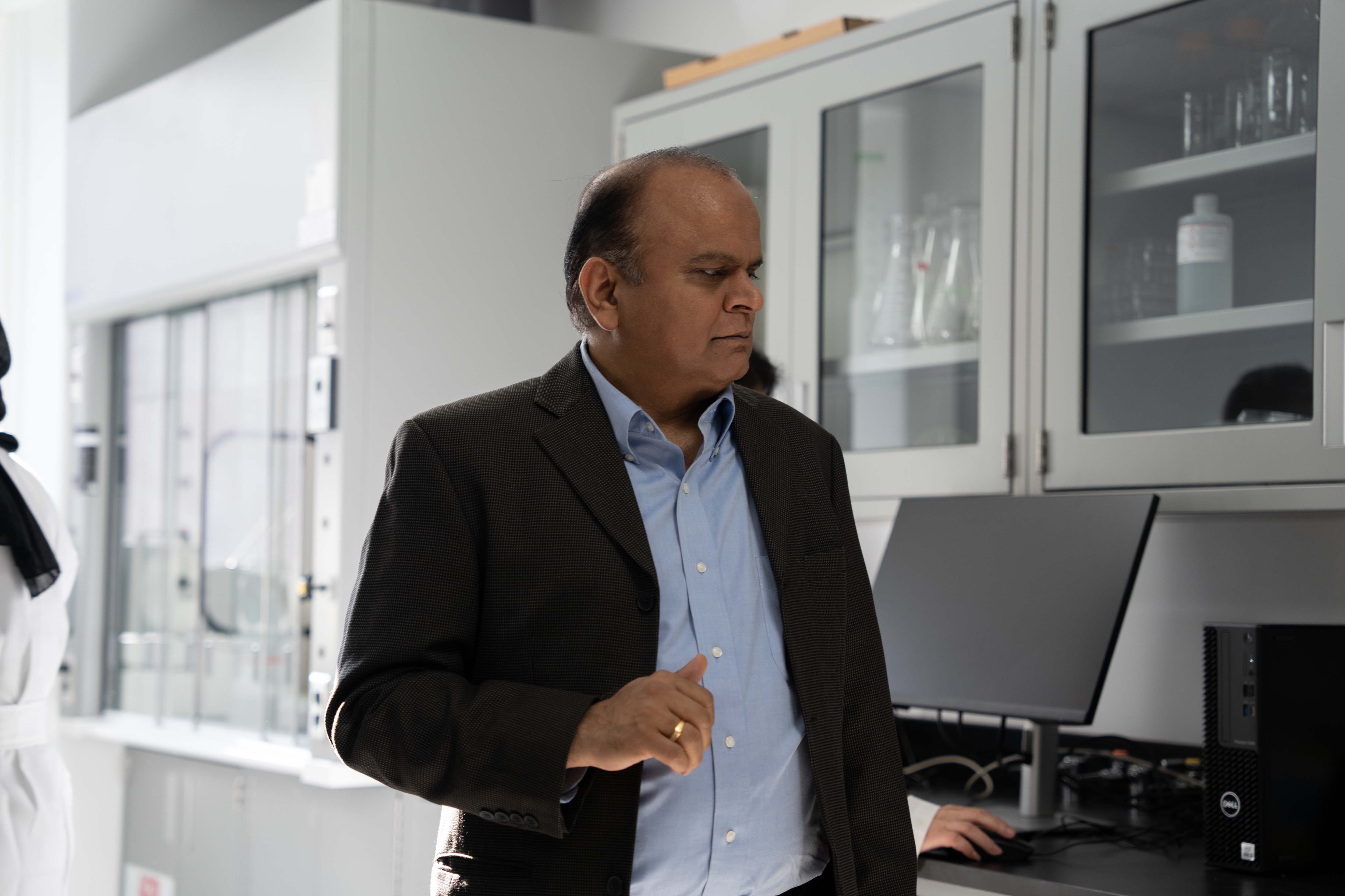 Faculty member in lab