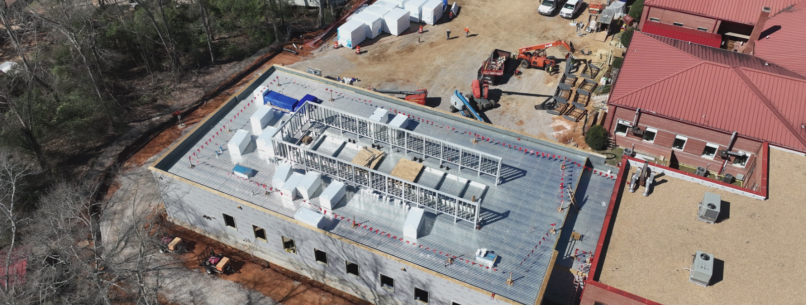 Overhead view of the Carver Genomics Building construction