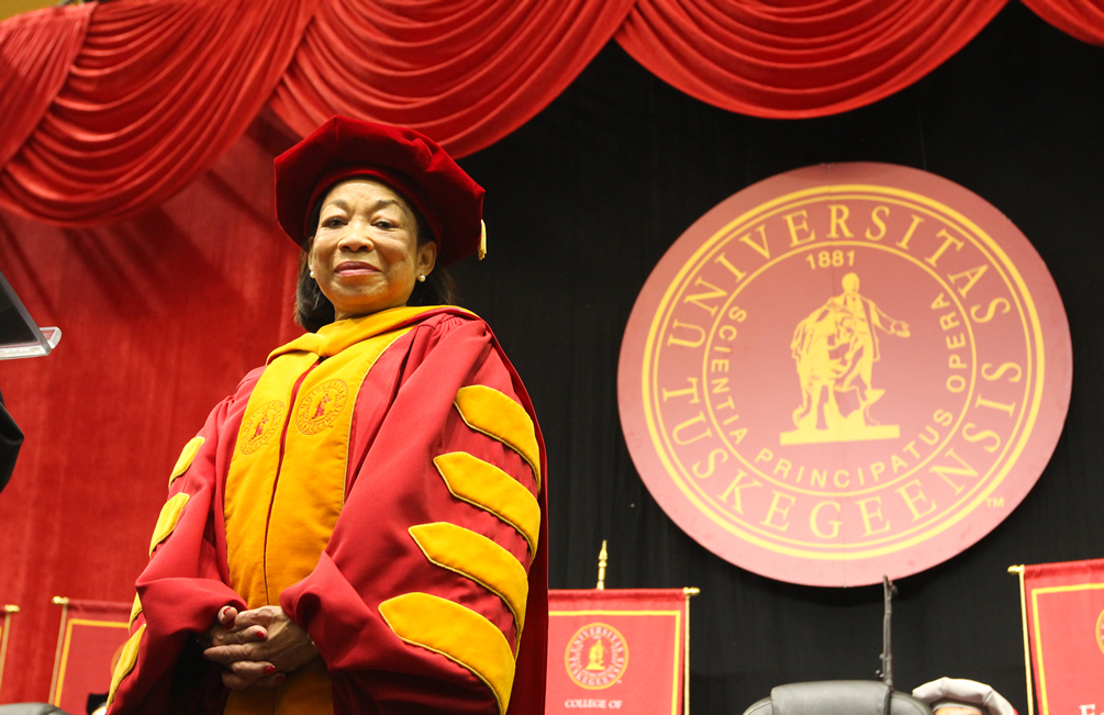 Dr. Lily D. McNair in convocation attire