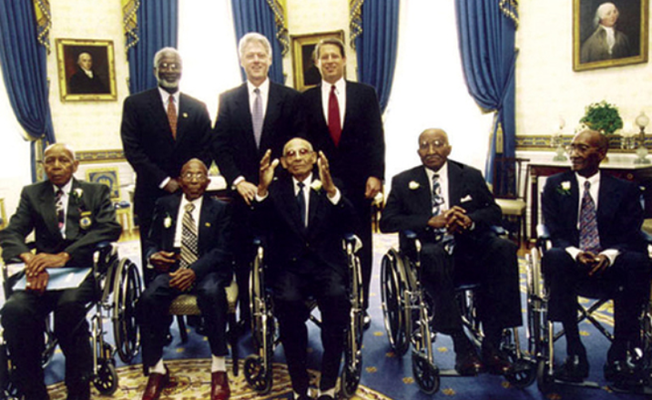 The surviving USPHS Syphillis Study men receiving the Official Apology from President William Clinton.