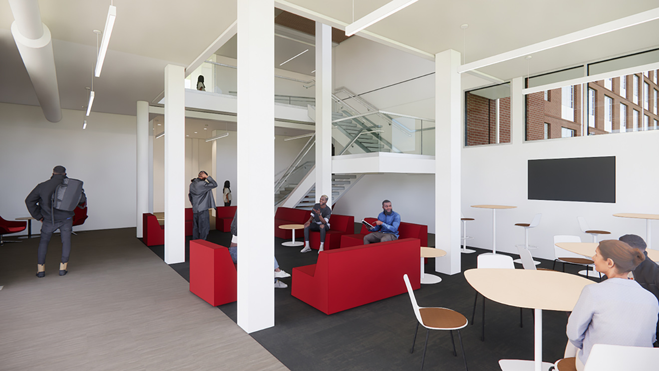 Artist drawing of renovations of Adams Hall