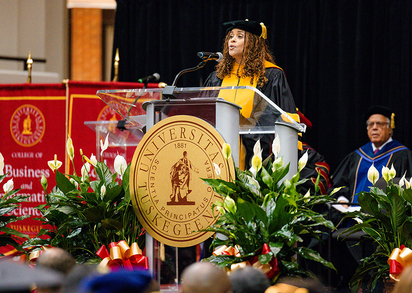 2024 Scholarship Convocation Speaker, Melonie D. Parker addresses the audience.