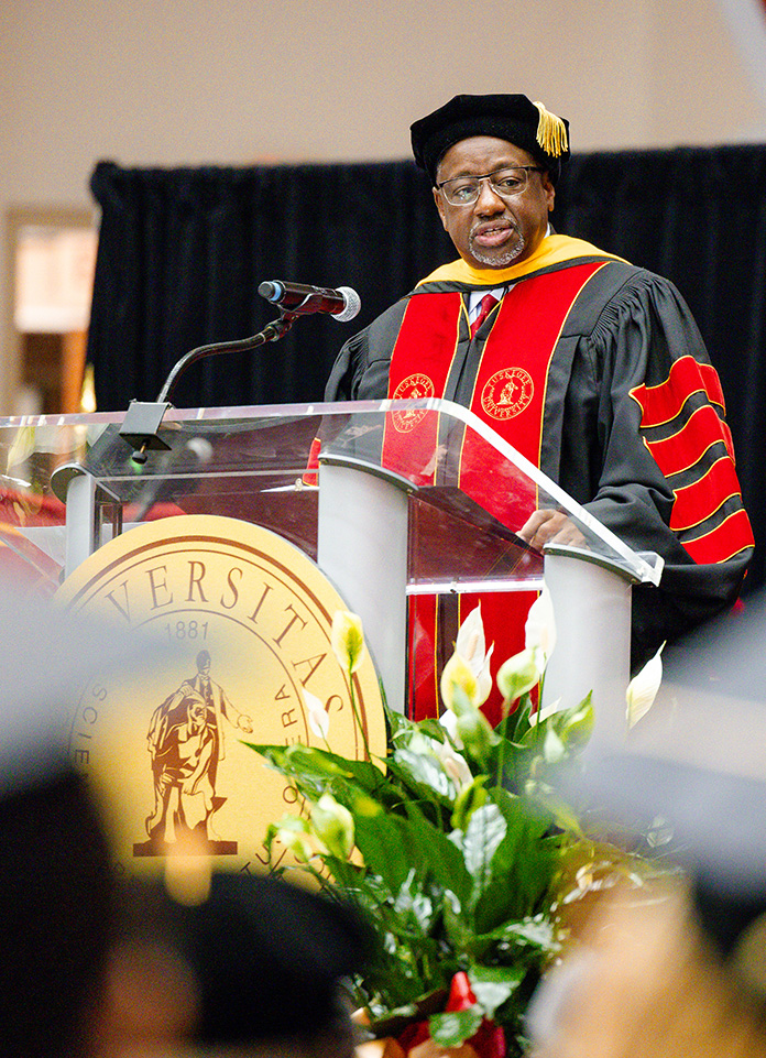 President Mark A. Brown brings greetings at Convocation.