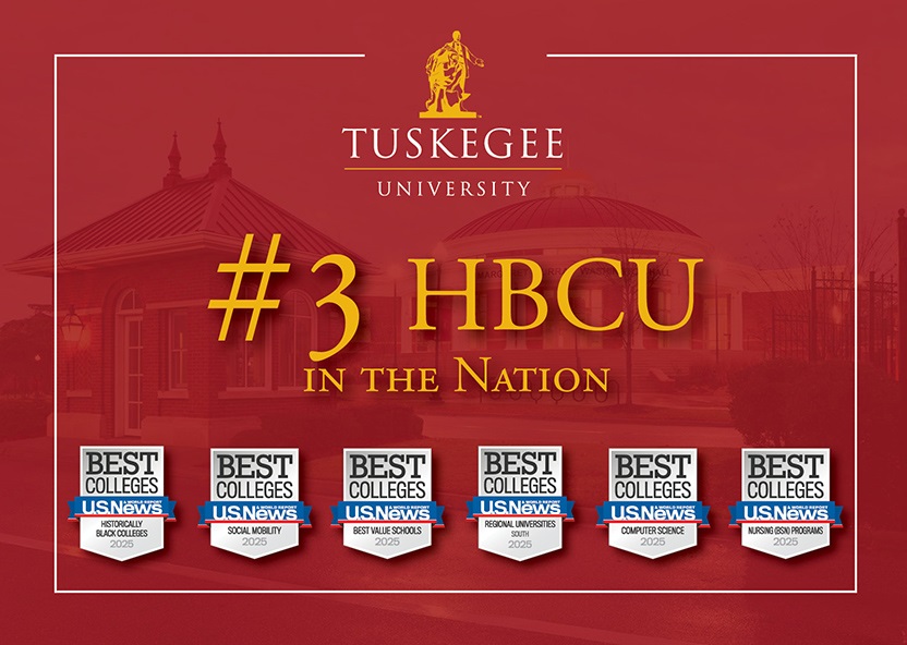 Graphic announcing Tuskegee and the #3 ranked HBCU