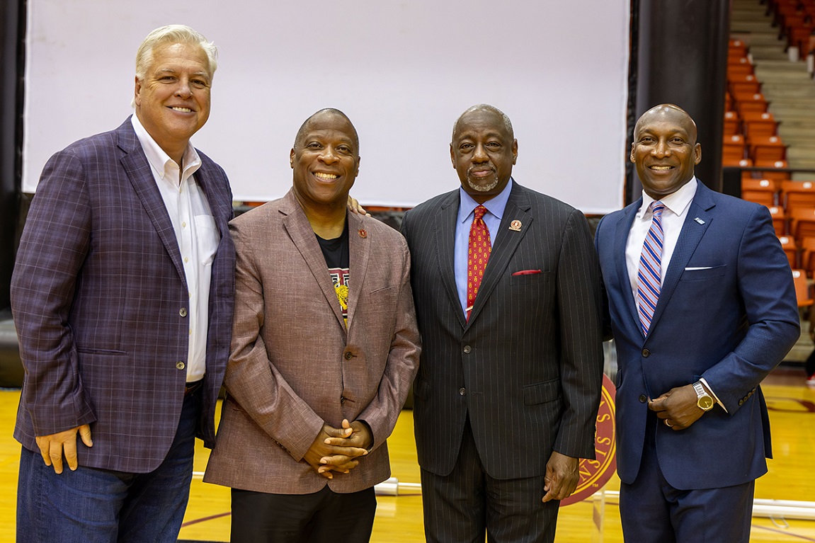 AD Ruffin, President Brown, and Commissioner Holloman with Greg Crowe, CEO of Boostr