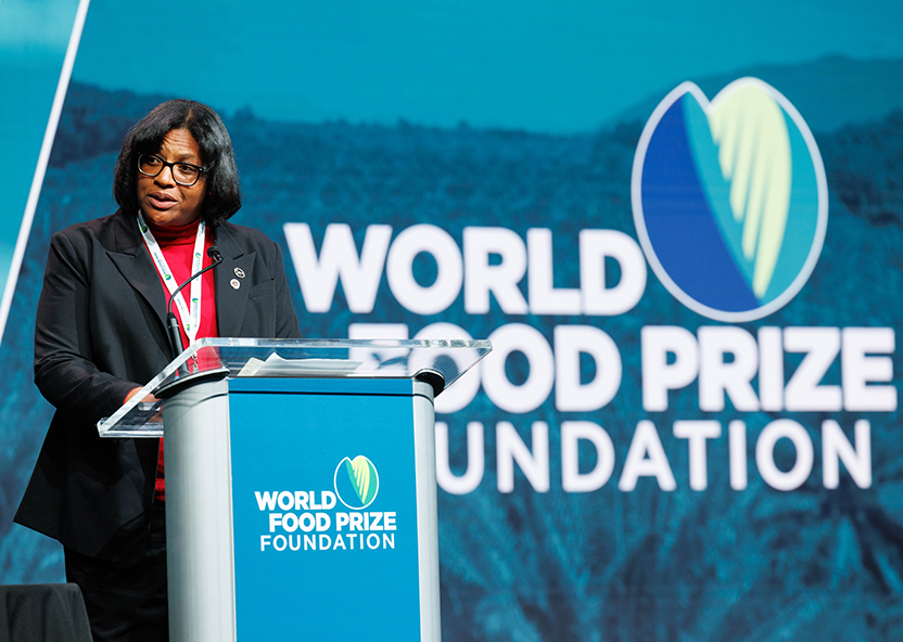 Dr. Olga Bolden-Tiller speaks at the 2024 Borlaug Dialogue conference.