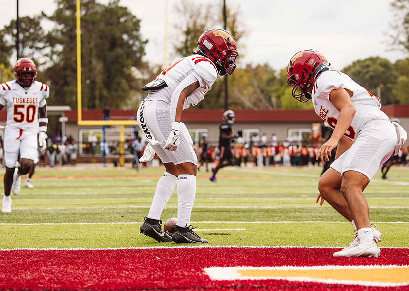 Football players on field