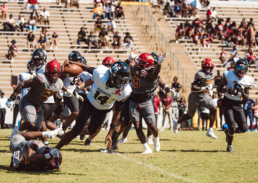 Tuskegee taking on Morehouse on the football field.
