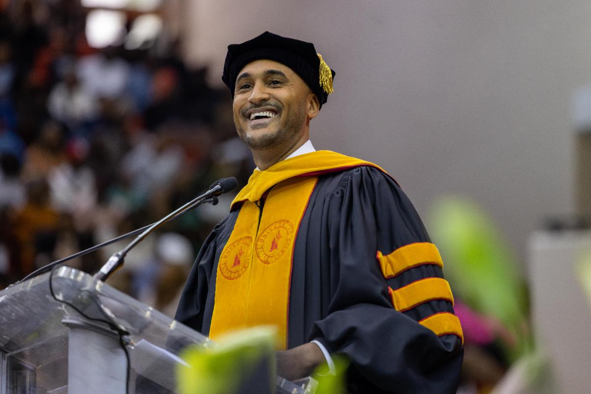 U.S. Rep. Shomari Figures gives Commencement address.