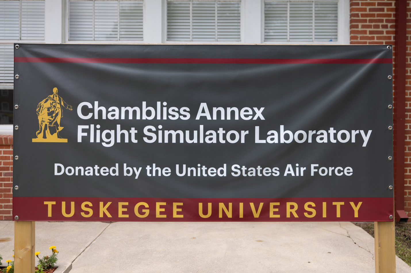 Flight Simulator Lab sign in front of the building.