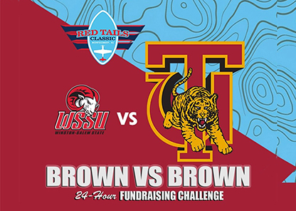 Graphic about the Brown vs Brown fundraising challenge