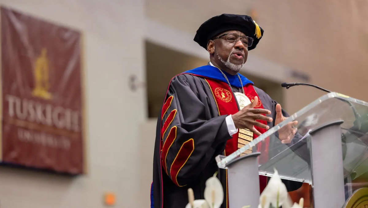 Dr. Mark A. Brown speaking from the podium