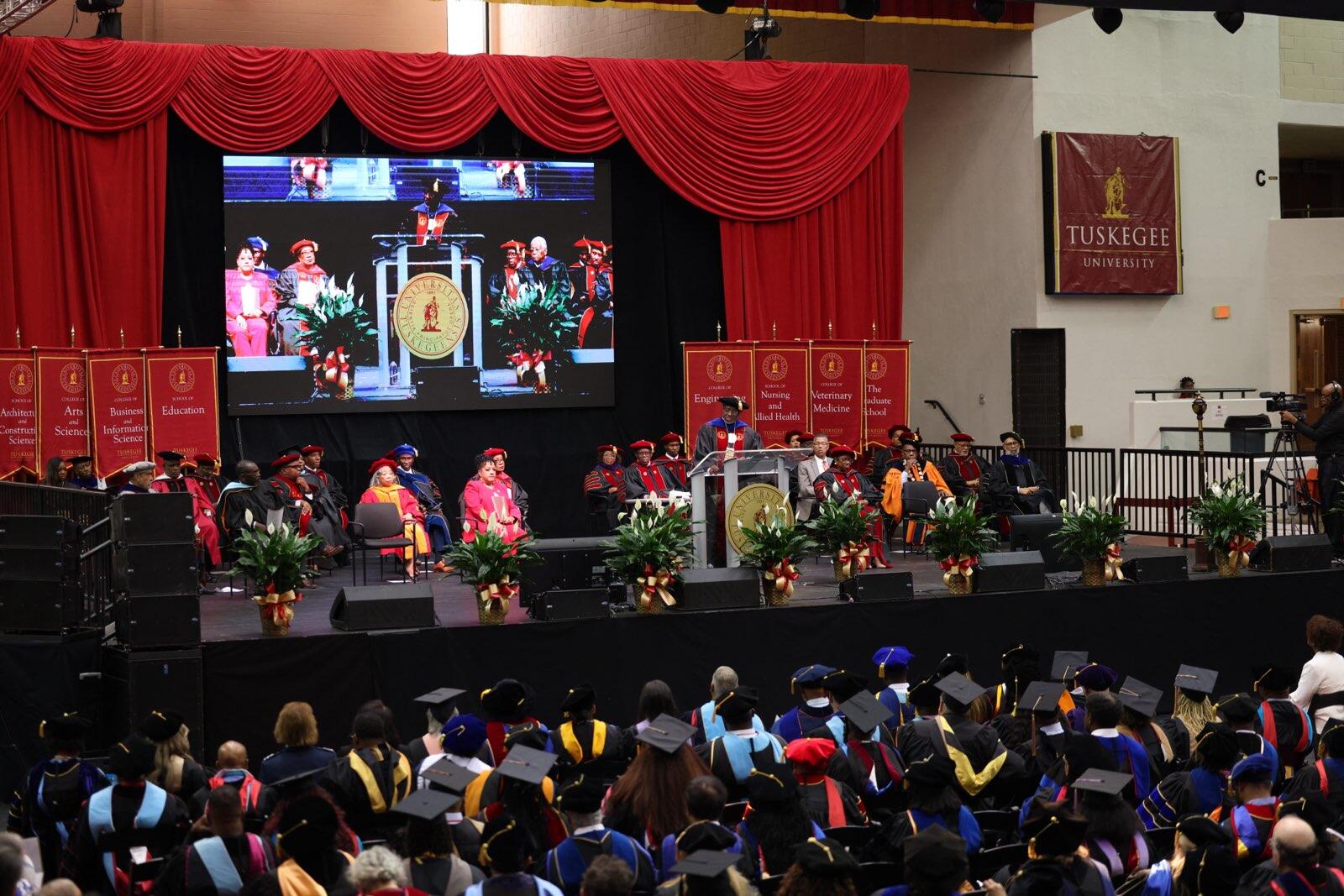 A picture of the stage at the Investiture Ceremony