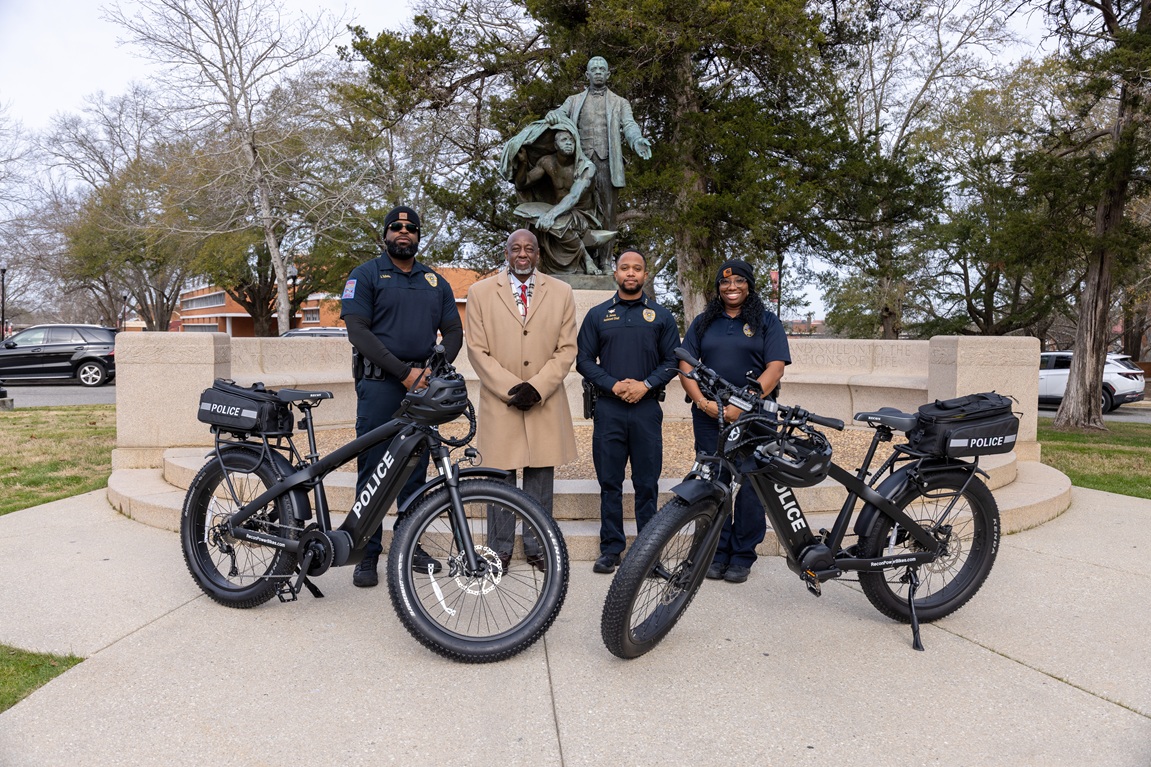 TU Bike Patrol Officers with President Brown
