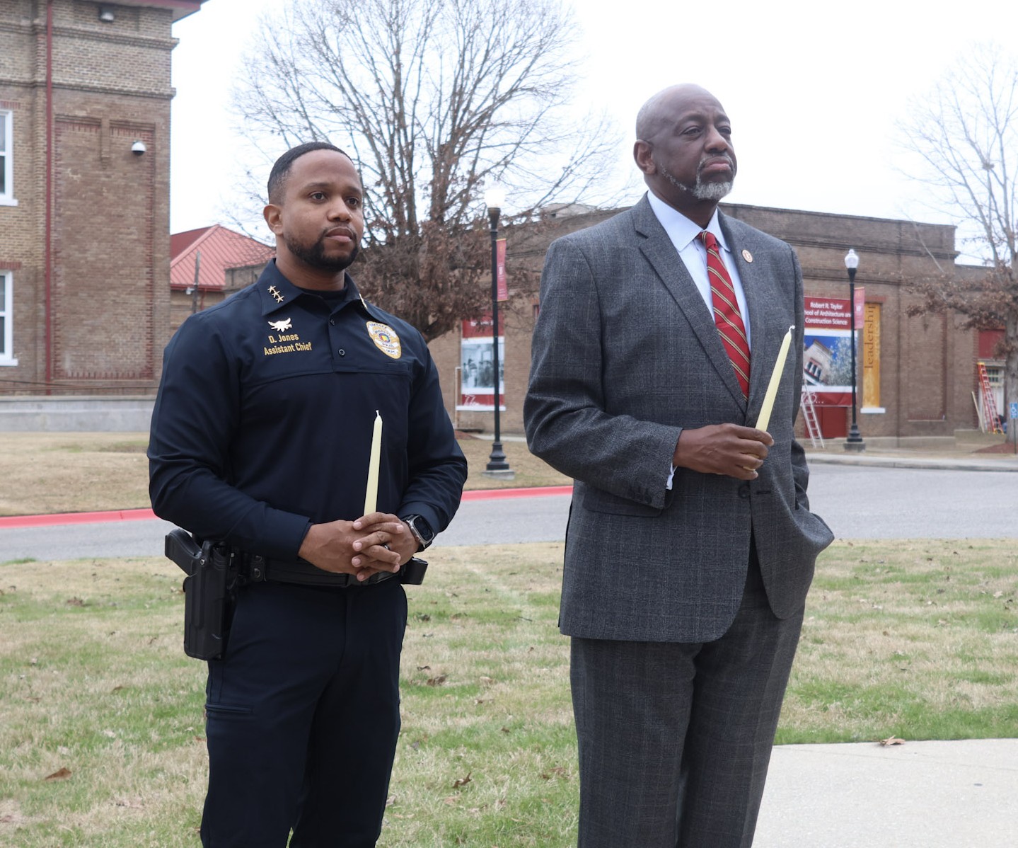 Dr. Brown and Officer at vigil